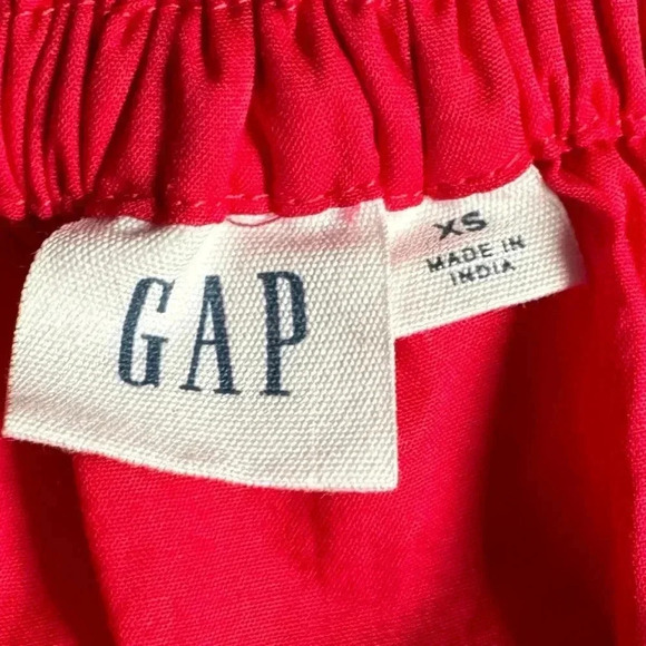 GAP Off-Shoulder Eyelet Bell-Sleeve Top Red Navy Embroidery Cotton blouse - Picture 9 of 12